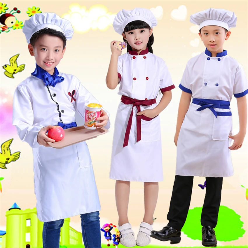

Kids Chef Uniform Halloween Carnival Cosplay Costumes Food Service Festival Party Performance Kitchen Cook Clothing Set