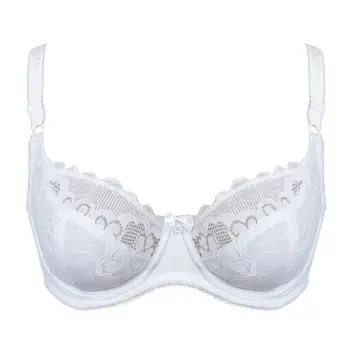 

YBCG Lace Women Bra Plus Size Push Up Fashion White Bow Underwire Bras For Women Big Cup Unlined Underwear E F G Cup