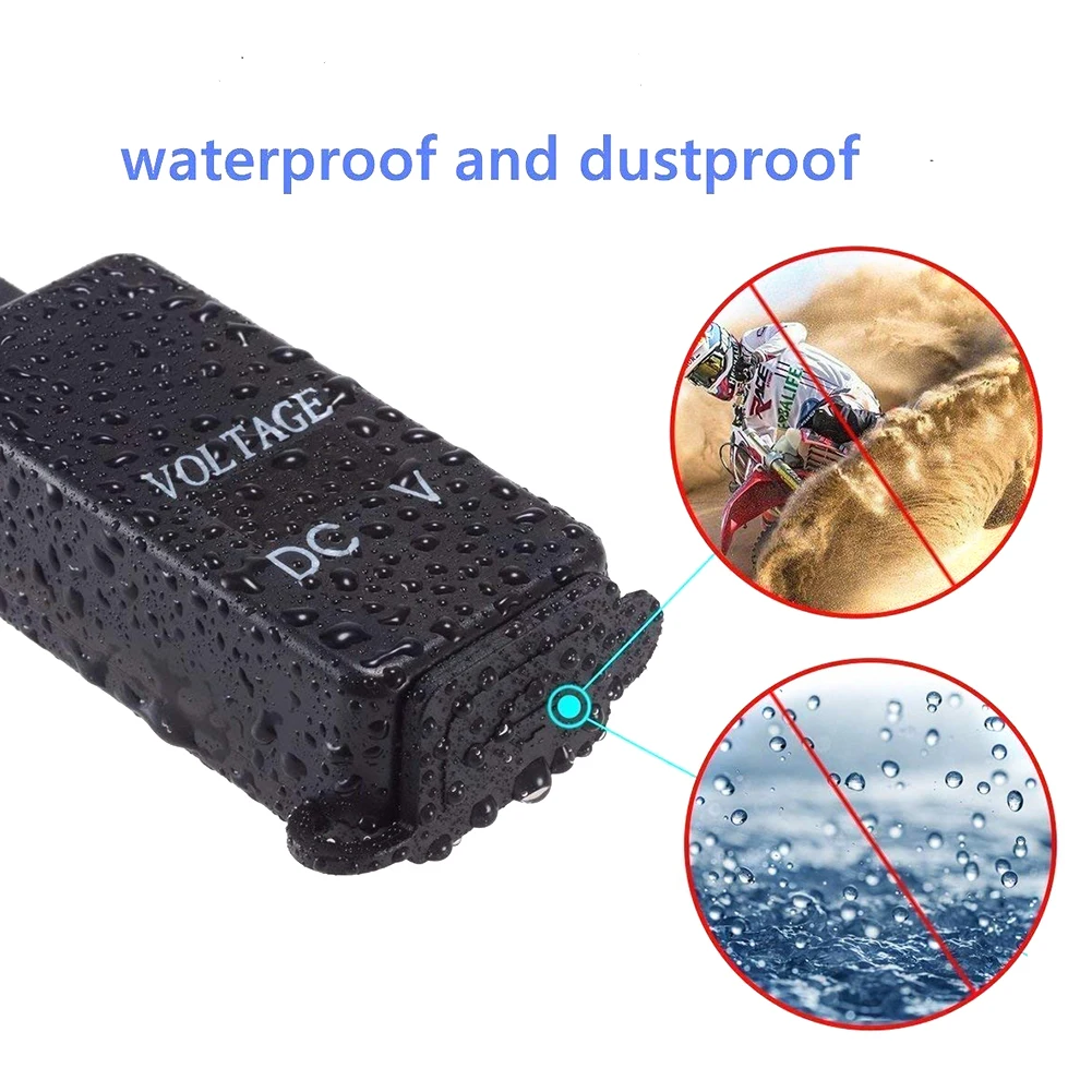 4.2A Dual USB Auto Waterproof Car Charger Safety SAE Adapter LCD Prevent Overcharge Motorcycle Voltage Display Bright Interface