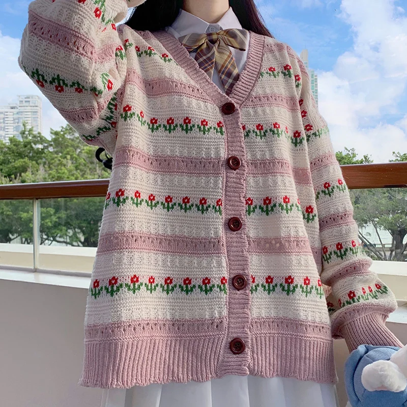 Kawaii Girly Sweater Cardigan Knitting 