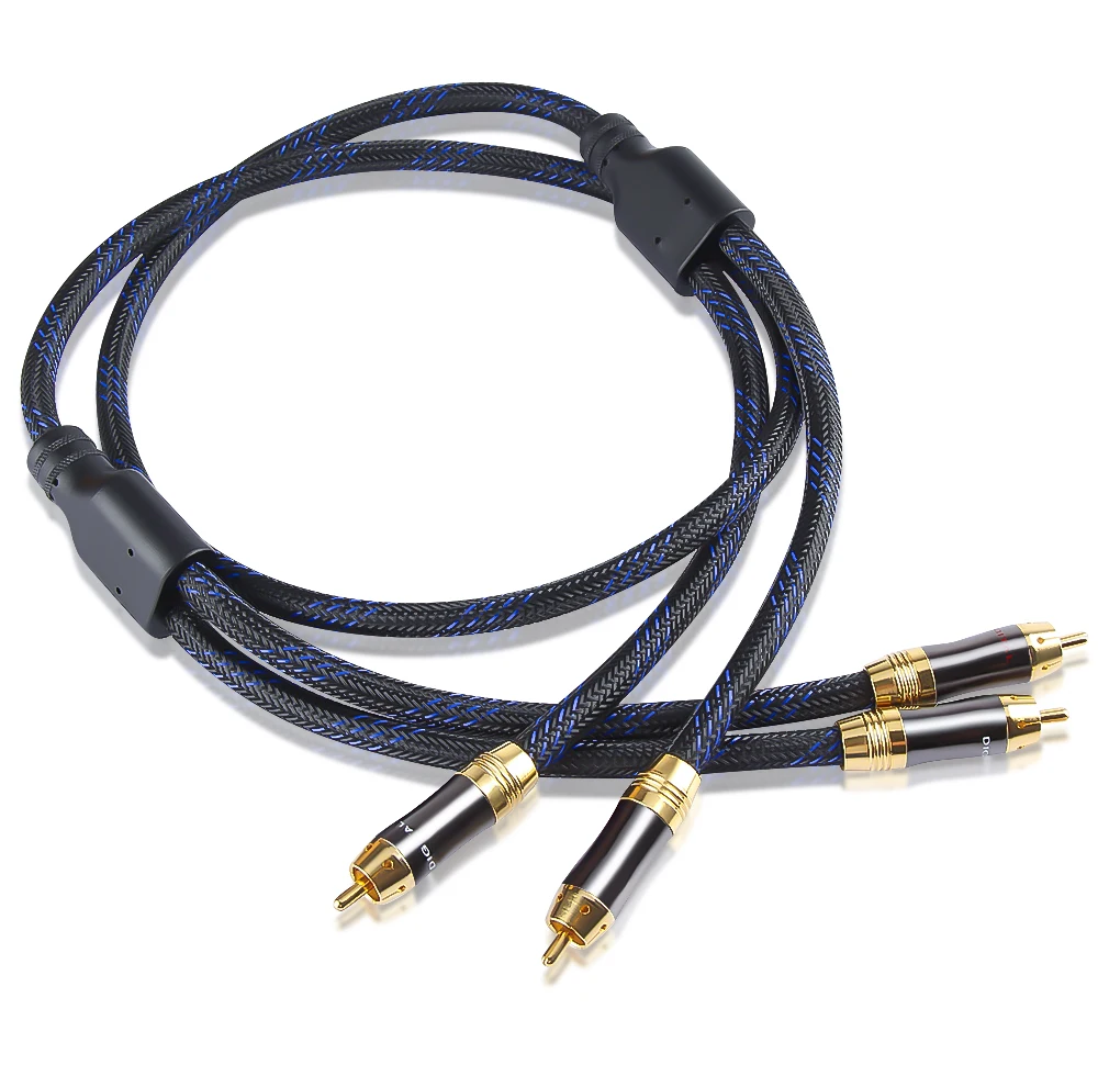 Premium Stereo Audio Cable - 2 RCA Male to 2 RCA Male, High-Durability (OD 8.0mm)