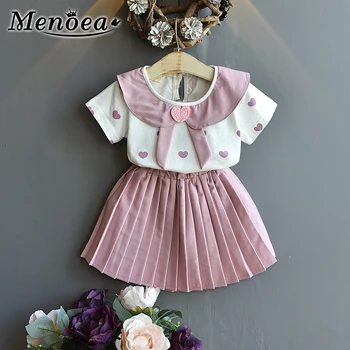 

Menoea Kids Girls Clothing Suits Summer Style Girls Love Polka Dot Shirt Skirt Outfit Clothes Suits Casual Fashion Clothes 2-6Y