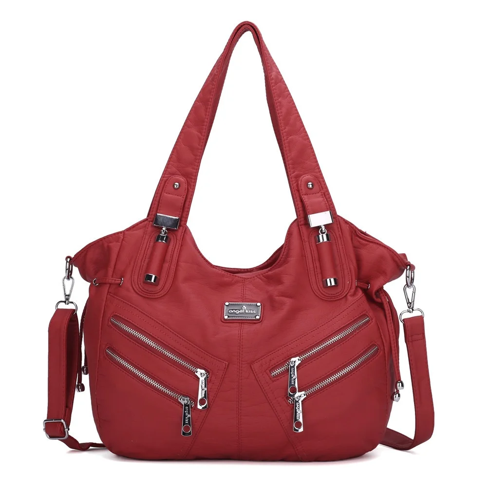 Angel Kiss Women Washed Pu Faux Leather Shoulder Bag Messenger Bag With