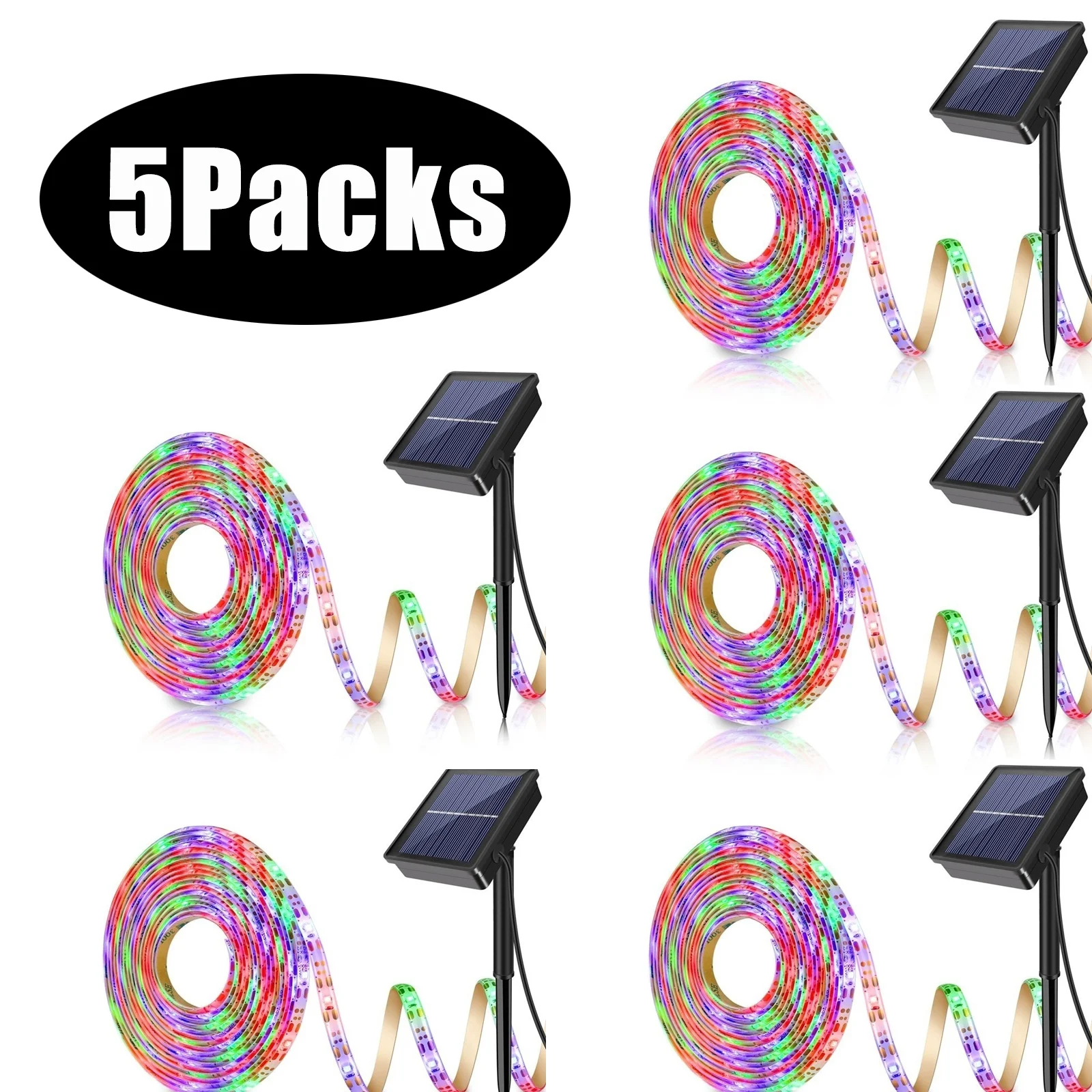 

5 шт. 5 м RGB Светодиодная лента на солнечной батарее 150 светодиодный s 2835 SMD наружная Водонепроницаемая IP65 Гибкая Регулируемая гирлянда s-лента лампа
