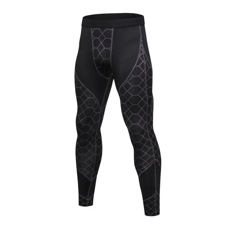 

Sports Tights Men's Running Training High Elastic Fitness Trousers Quick-Drying New Bottoming Print Stitching Pants