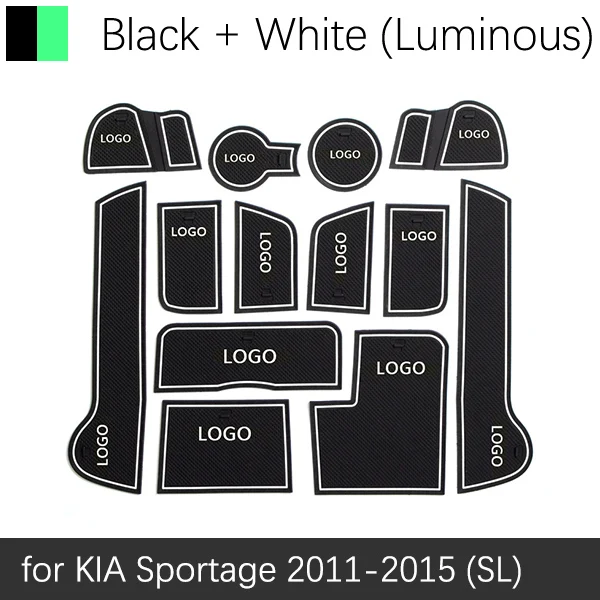 Противоскользящими резиновыми затворный слот подставка под кружку, для KIA Sportage 2011 2012 2013 MK3 SL R Салонные подложки аксессуары наклейки для автомобиля - Название цвета: White Luminous