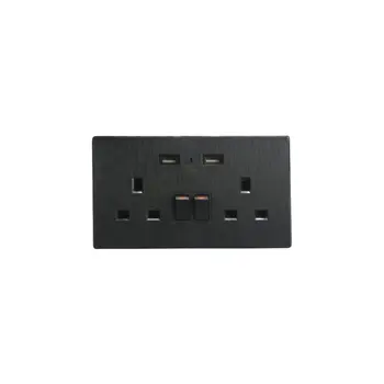 

wall switch socket smart socket switch 2100mh Brushed UK Double British Standard Usb Socket White Button