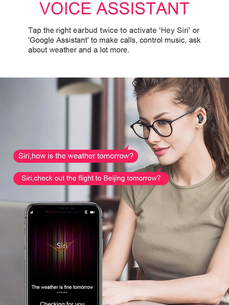 Bluetooth TWS 5,0 гарнитура беспроводная двойная мини-гарнитура с внешним аккумулятором