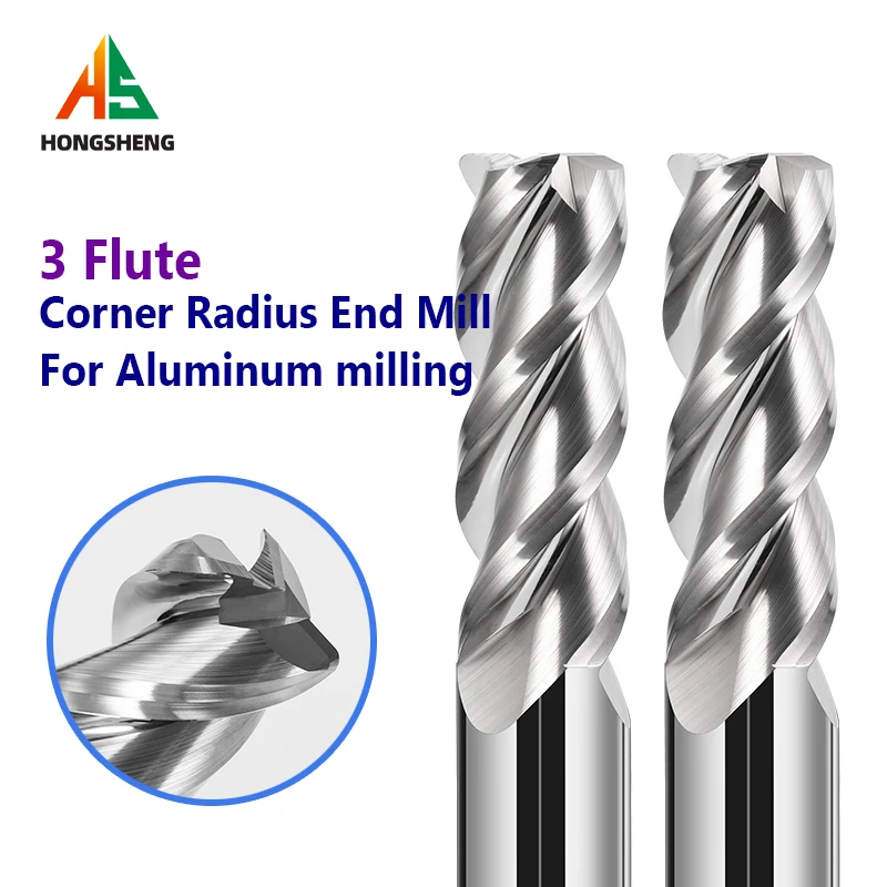 Corner Radius End Mill 3 Flutes HRC55 CNC R Bullnose Cutter Tungsten