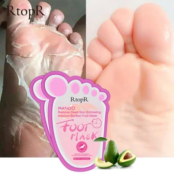 

RtopR 2Bag Hot Sale Mango Foot Mask Peel Dead Whitening Moisturizing Exfoliating Dead Skin Feet Mask Pedicure Socks Foot Cream