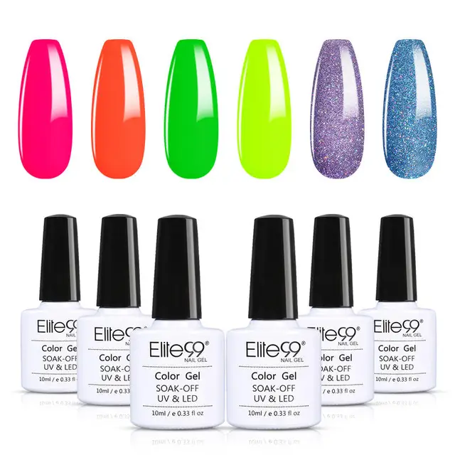 Elite99 6 Teile/los Glänzende Gel Politur Set Soak Off UV LED Gel Nagellack Farben Set Maniküre 10ML Macaron nagellacke Lack Kit