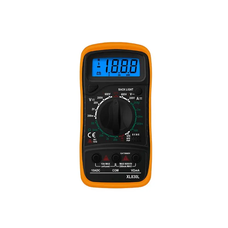XL830L Цифровой мультиметр Ручной ЖК-дисплей подсветка AC/DC Амперметр Вольтметр Сопротивление транзистор ом тестер метр Многофункциональный