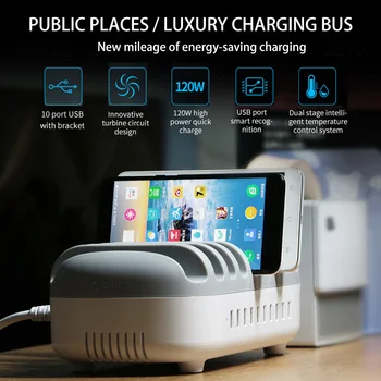 

5 USB Ports Docking Station USB Charger With Flame-Resistant Intelligent Temperature Control USB Charging for SmartPhone PC