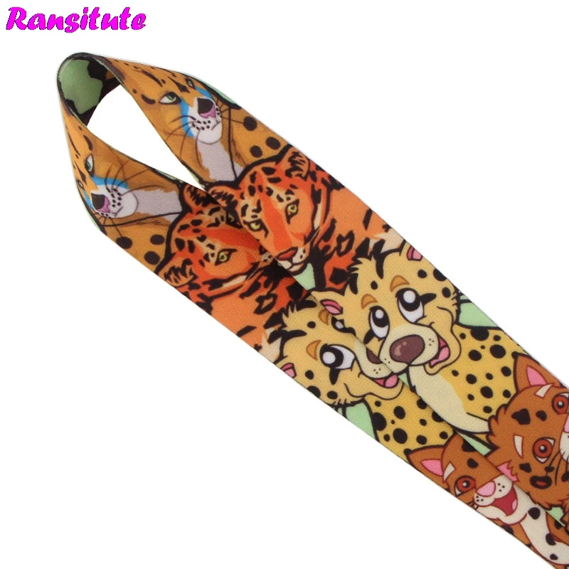 Ransitute Leopard key lanyard ID бейдж держатель многофункциональный мобильный телефон ключевой ремень веревка Шейное Украшение мобильного телефона R532