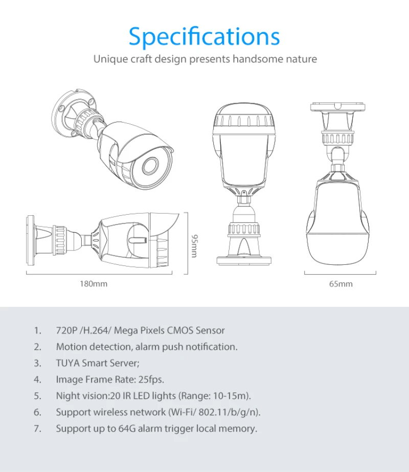 Умный дом Открытый водонепроницаемый WiFi ip-камера Беспроводная HD 720P sd-слот сеть ночного видения CCTV камера Alexa Echo ecuritycamere