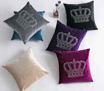 

2 Sizes Crown Design Cushion Cover Throw Pillowcase Sofa Bed Pillows Without Filler Diamonds Ironing