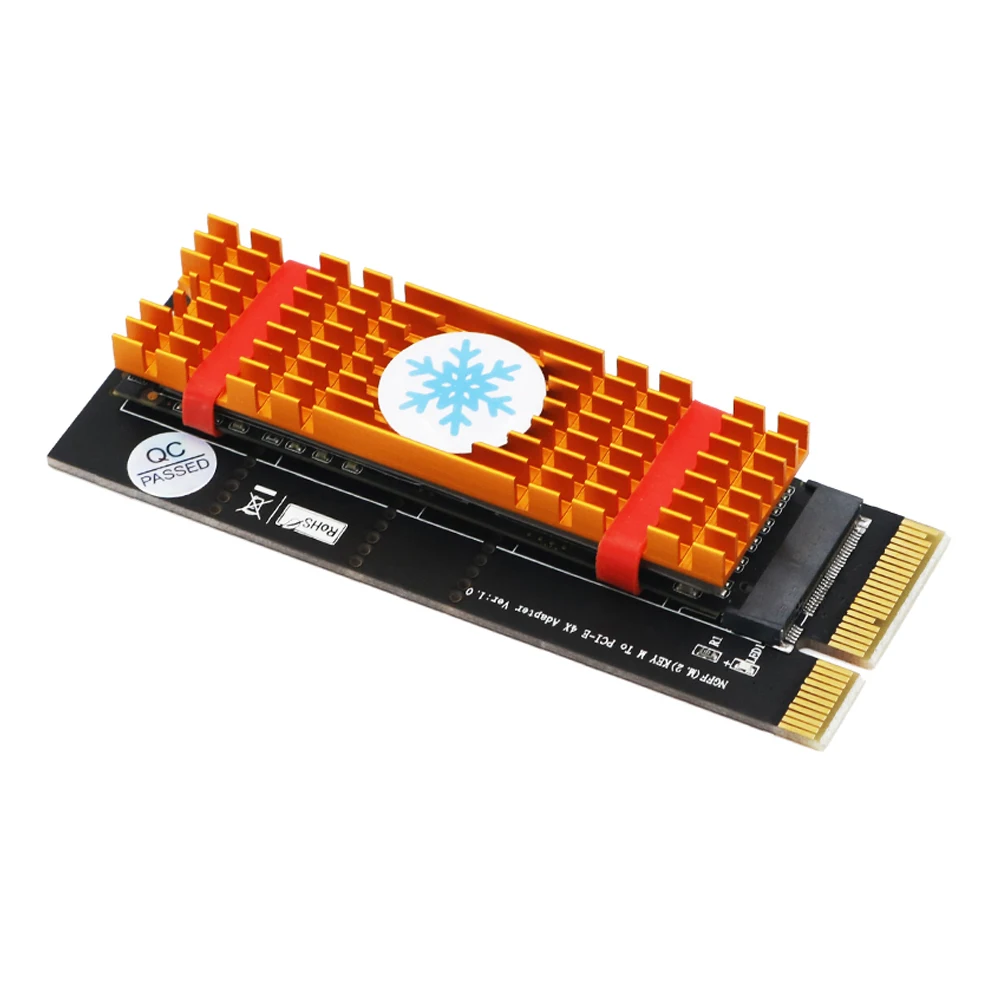 Qиндийский Золотой M.2 SSD Поддержка охлаждения M ключ 2230-2280 M2 SSD PCI Express адаптер Led M.2 NVMe SSD NGFF к PCIE 3,0X4 Raiser Card