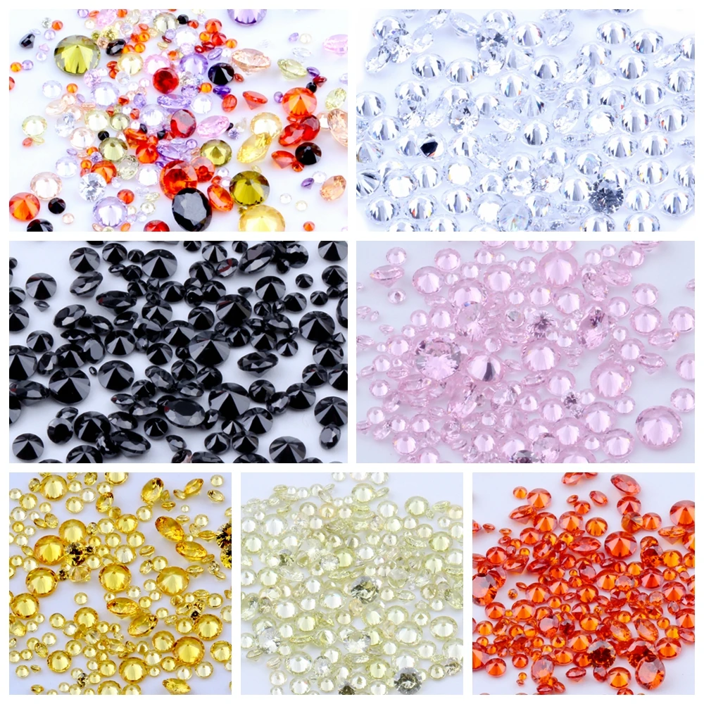 

100pcs 1mm-4mm 5A Mix Sizes Round Beads Cut CZ Stone 13 Colors And Mix Cubic Zirconia Synthetic Gems DIY Jewelry Decorations
