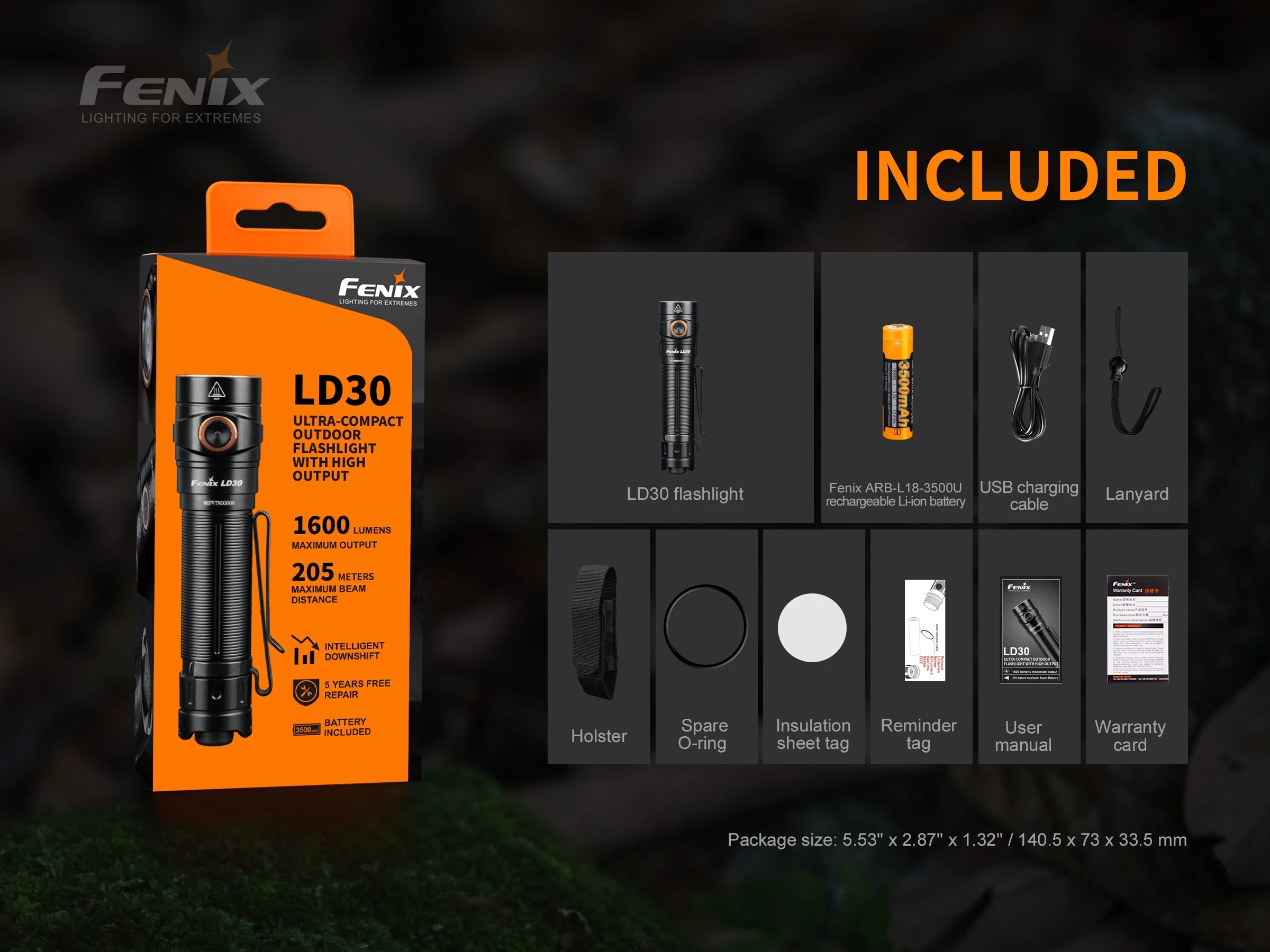Fenix LD30 1600 люмен Открытый водонепроницаемый тактический фонарик