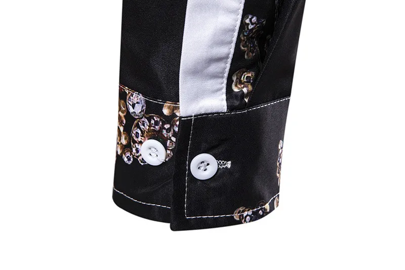 HuLooXuJi Men Luxury Shirts Casual Slim Fit Long Sleeve Male Vintage Printed Shirt Party Shirts US Size:M-3XL