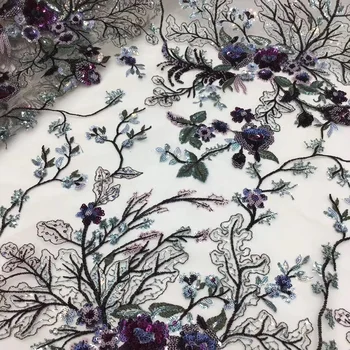 

(5yards/pc) new arrival African sequins French net lace fabric with 3D embroidery high quality tulle lace for party dress FZZ872