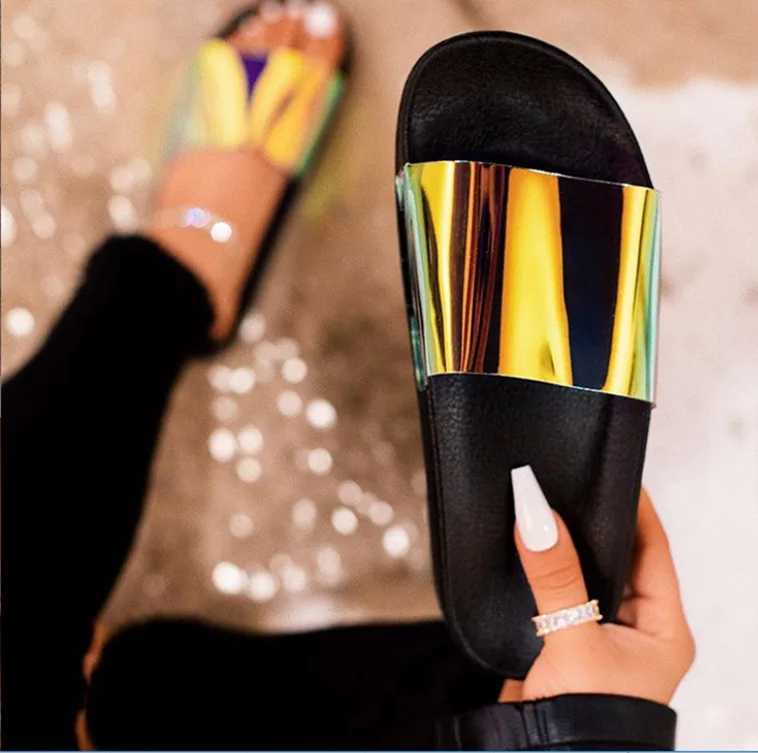 

2019 Slipper Shoes Women Summer Slippers 2019 Neon PVC Beach Slides Casual Shoes Female Platform Slippers For Women 42 Size