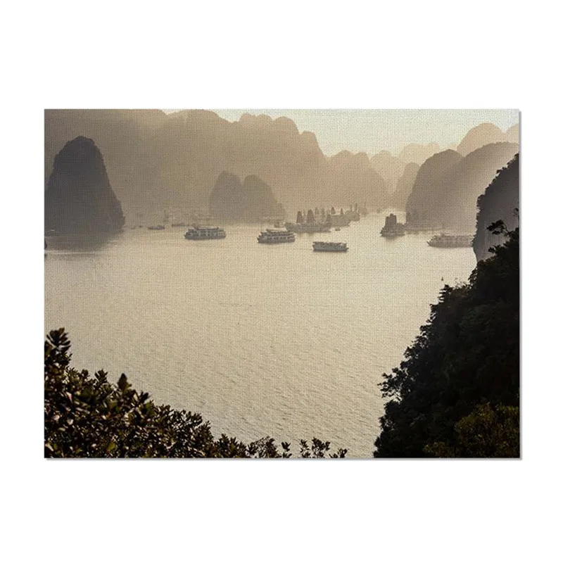 CD04579 Fuwatacchi Настольный коврик с пейзажным узором, противоскользящий, водонепроницаемый, полиэстер, кухонный коврик, однотонный коврик для кухни, декор стола, для дома - Цвет: CD04579