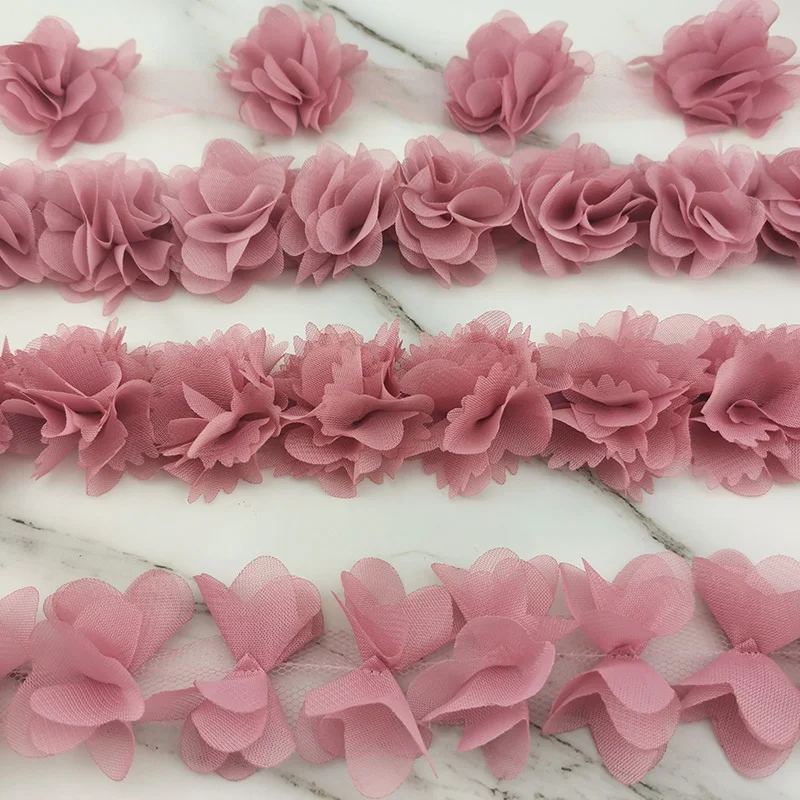 Tela de encaje de gasa de carne rosa, decoración de flores hecha a mano,  cinta de regalo artesanal, tela no tejida, Fondo de encaje de 50mm de ancho  - AliExpress Hogar y