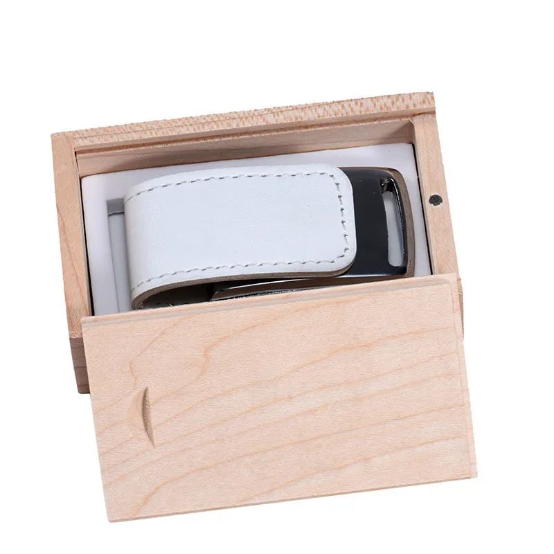JASTER USB флеш-накопитель 128 Гб 64 ГБ 32 ГБ 4 ГБ 8 ГБ 16 ГБ Флешка кожаная USB коробка внешний накопитель с логотипом под заказ - Цвет: Walnut with BOX