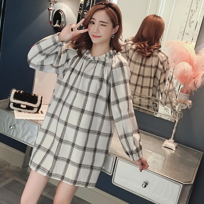 

2018 New Style Spring And Autumn Maternity Clothes T-shirt South Korea-Style Mid-length Loose And Plus-sized Pregnancy Dress Lon