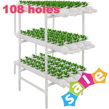 

3 Layers 108 Plant Sites Hydroponic Site Grow Kit 12 Pipes Hydroponic Growing System Water Culture Garden Plant System
