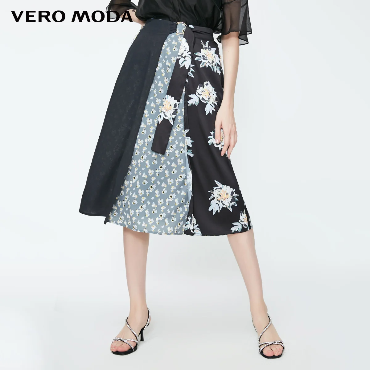 Vero Moda Женская юбка на шнуровке с принтом растений | 319116552 - Цвет: S59 Black