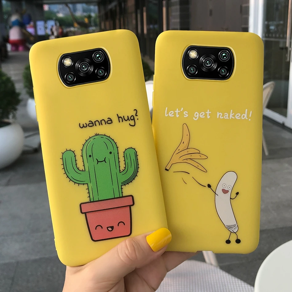 Милый мультяшный чехол Poco M3 с изображением кактуса банана для Xiaomi чехлы