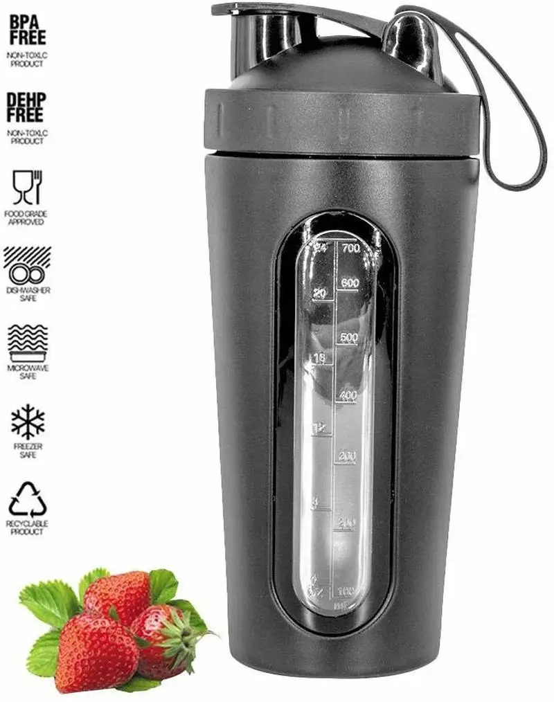 New Hot transparent transparent scale mixing cup 304 stainless steel protein powder shake cup milkshake cup meal replacement
