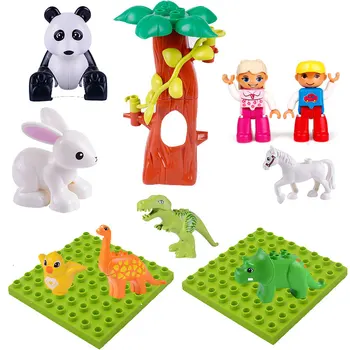 

Creative DIY Action Figure Big Particle Model Building Blocks Friends Tree Animals Dinosaur panda Big Bricks Toys For Children