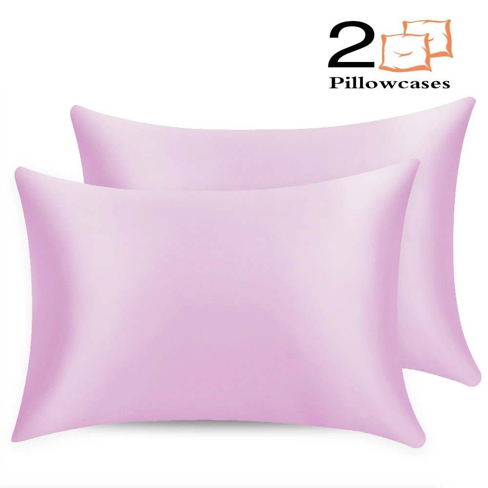 2pcs Pink Прямоугольный Классический чехол для подушки из искусственного шелка и атласа, шармез, мягкий чехол для подушки тутового цвета, однотонный чехол для подушки - Цвет: 2pcs Pink
