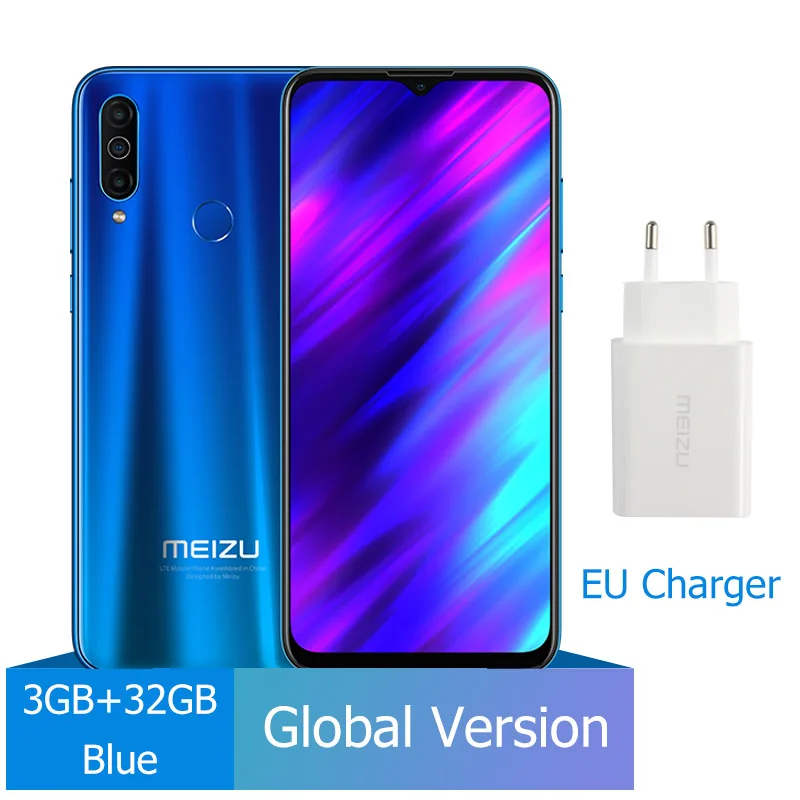 32G Blue Новое поступление Meizu M10, глобальная версия, 3 ГБ, 32 ГБ, MTK P25, четыре ядра, тройная камера, Android телефон, 4000 мАч, большая батарея - Цвет: 32G Blue