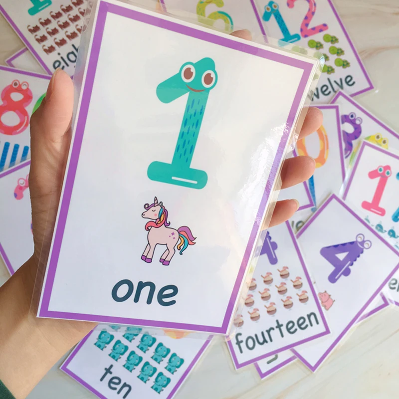 Tarjetas digitales en inglés para niños, tarjetas Flash de matemáticas, aprendizaje de números, palabras de O-100, juguete de matemáticas educativo para edades tempranas, 29 Uds.