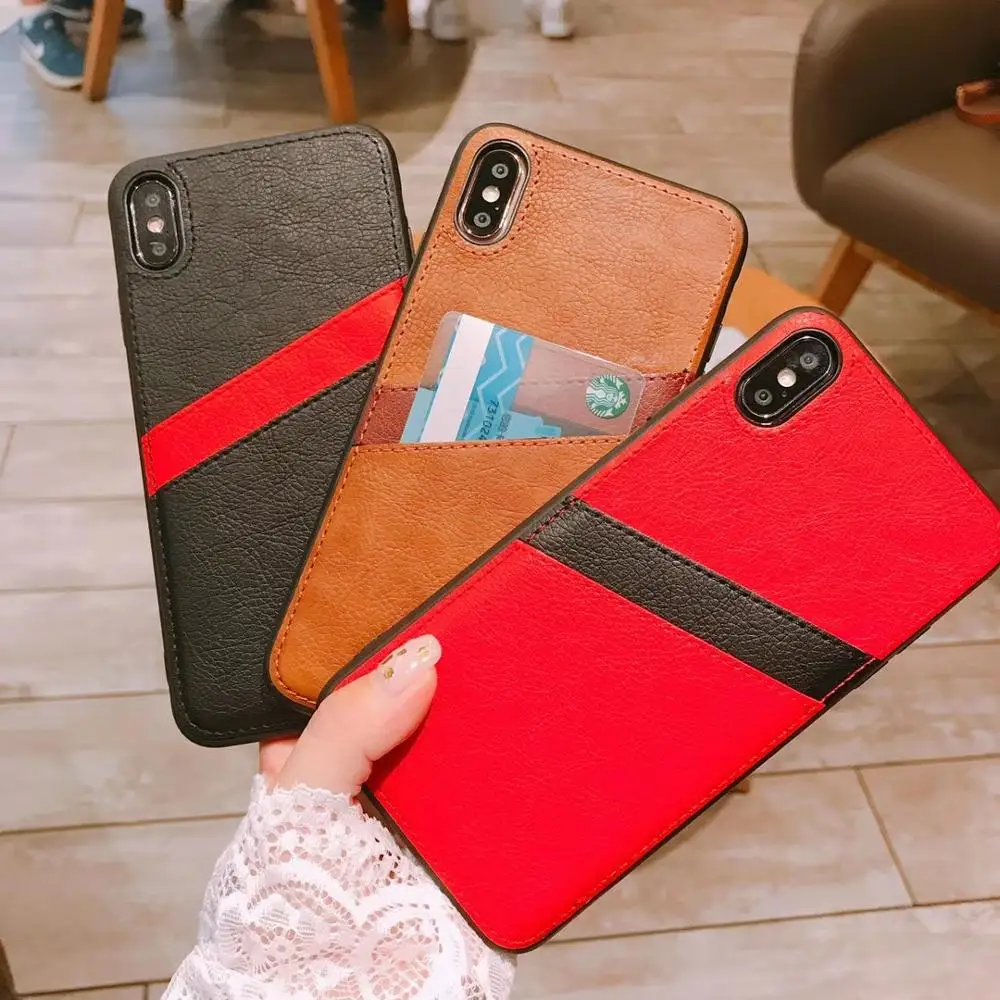 Винтажный кожаный чехол для кредитных карт для iPhone X XS Max XR, Жесткий Чехол-кошелек для iPhone 8 7 6 6S Plus Capa Hoesjes Hull