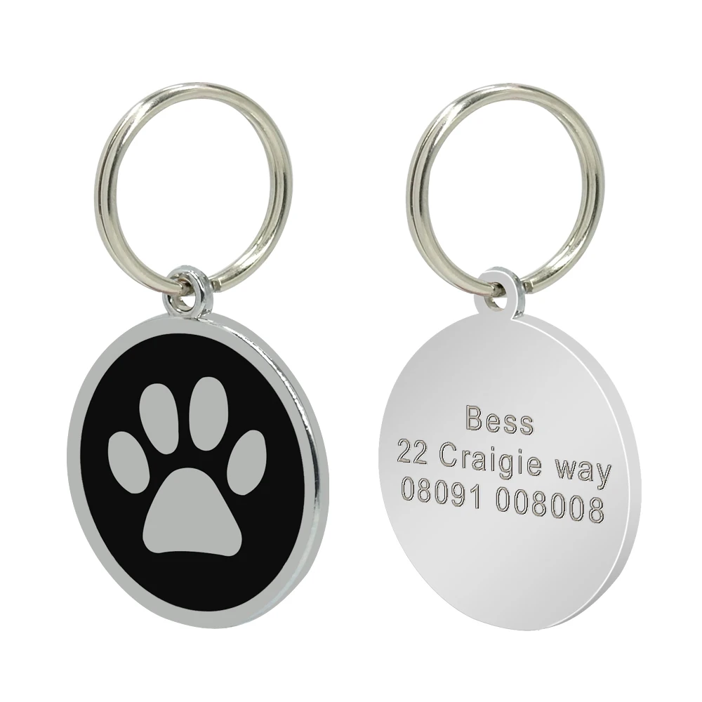 Custom Anti-lost Collar Puppy Accessories Name Pendant Tags Cat Steel ID Dog Dog Tag Engraved Pet Tag Paw Stainless Personalized - Color: 16