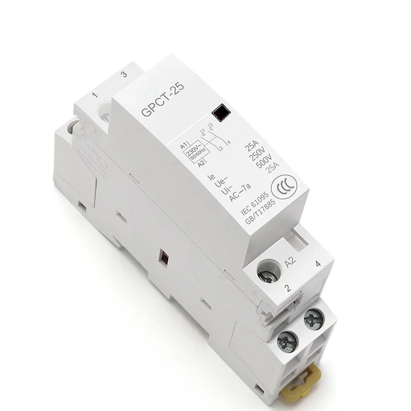 Contator domestico de controle manual AC trilho de guia modular tipo 2p 16a 20a 25a 2no ou 2nc 220v