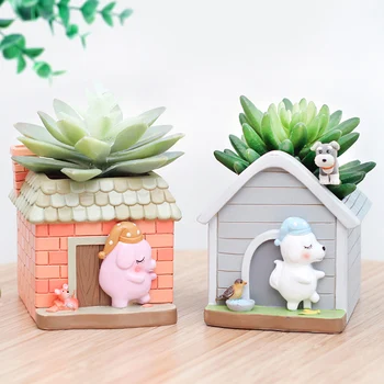 

Creative House Flower Pot Cute Animal Planter for Succulents Plants Desktop Flower Pot Home Decoration Birthday Gifts for Kids