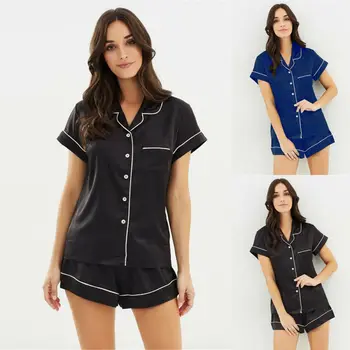 

Women Silk Satin Pajamas Set Sleepwear Shorts Babydoll Nightwear Lingerie