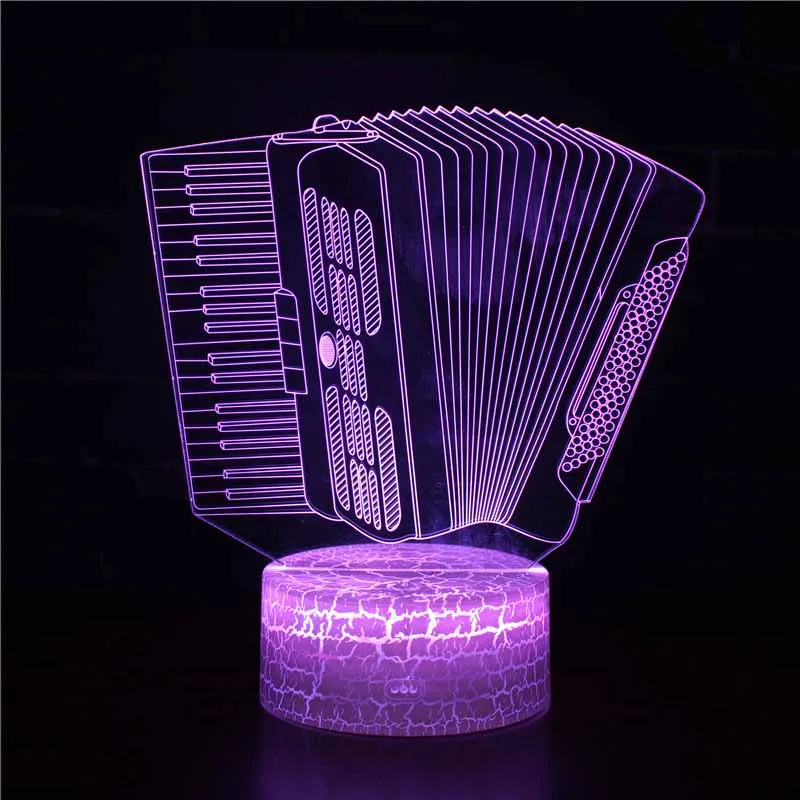 HQXING 3D Illusion Night Light Led USB 7 Colors Musical Instrument Night Lamp Violin Horn Piano Guitar Lamps Kids Gifts bright night light