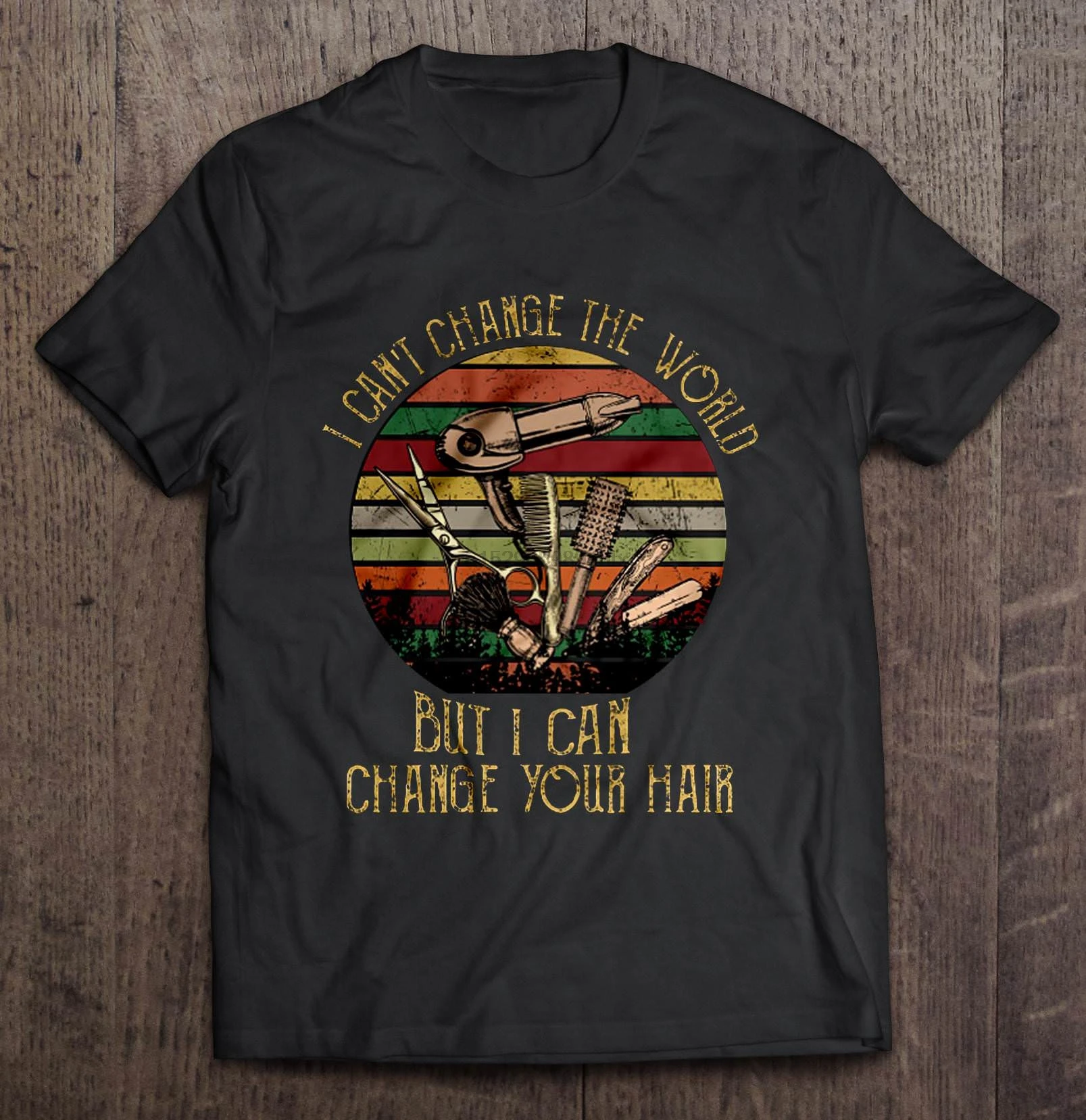 Men Funny T Shirt Fashion tshirt I Can't Change The World But Can Your Hair Vintage Hairstylist Women t-shirt | Мужская одежда