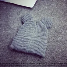 Шапки женские зимние тонкие лаконичные кошачьи светящиеся уши панель сплошной цвет сохраняющая тепло шерстяная шапка женская вязаная шапка зимне наушники шапка