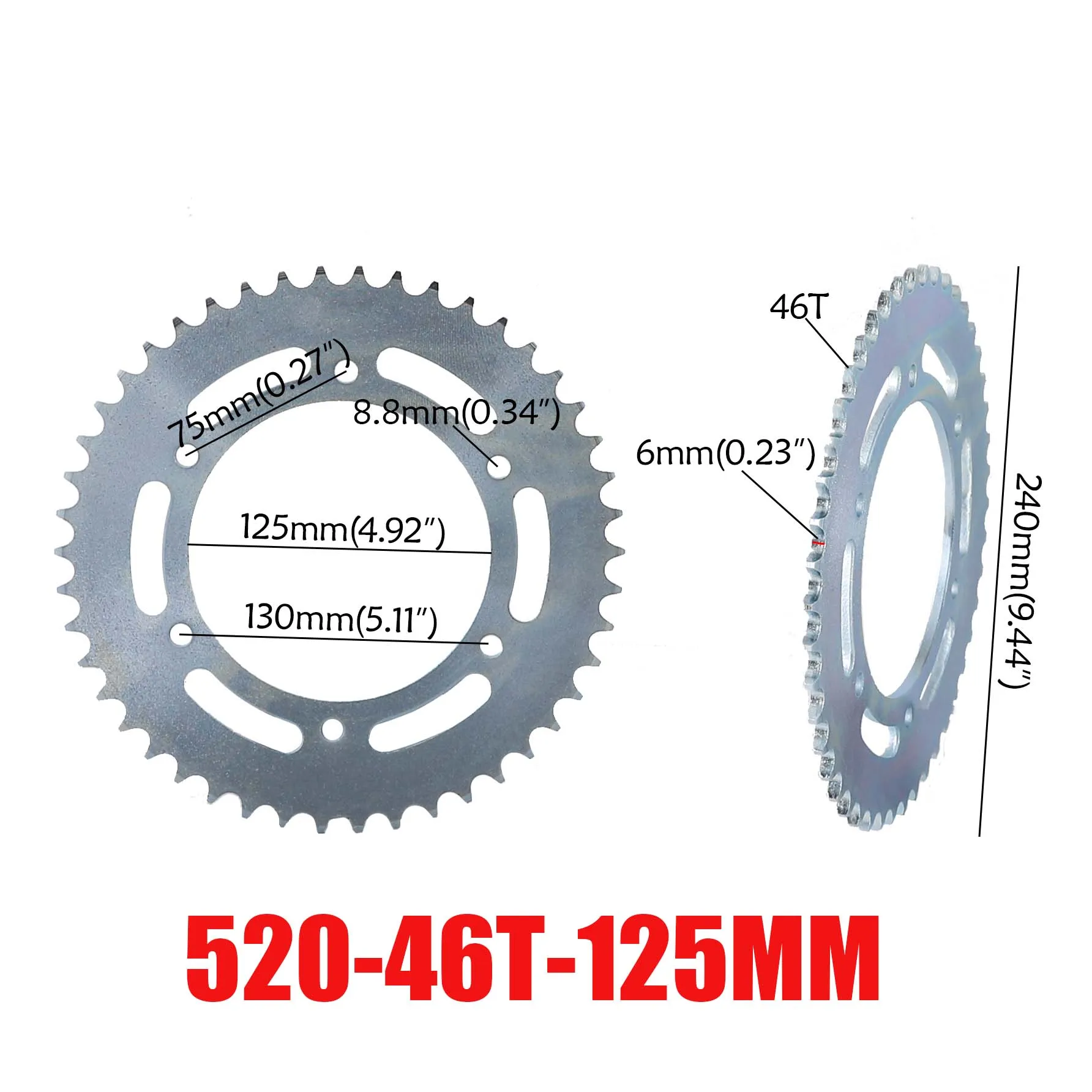 TDPRO 37 T/41 T/46 T цепь мотоцикла звездочки Задняя звездочка Cog для 420/428/520 цепи 110/125/140cc ATV Quad Dirt Pit Bike - Цвет: 520-46T-125MM