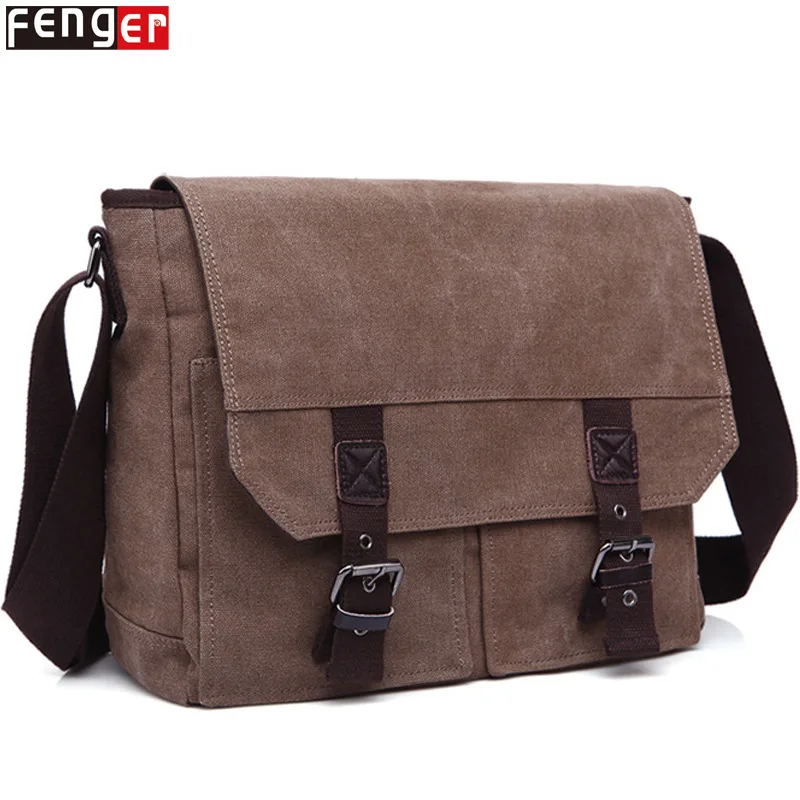 

MEN'S Single-shoulder Bag Multi-Purpose Feature Europe And America Retro Canvas Students Casual School Bag Oblique Canvas Men's