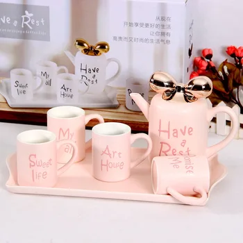 

Wholesale Creative Burst Ceramic Cup Water Cup English Bone Porcelain Coffee Cup Set Gift Ceramic Tea Set Cold Kettle