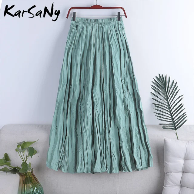 Karsany White Midi Skirt Women Summer High Waist Chiffon Long Skirts For  Women Black Summer Folds Skirt Pleated Skirts Womens - Skirts - AliExpress